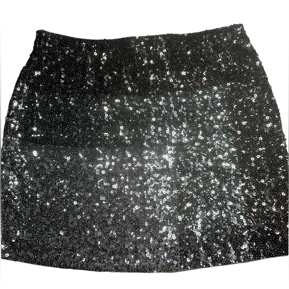Express‎ color block black and silver sequin mini skirt, size XS